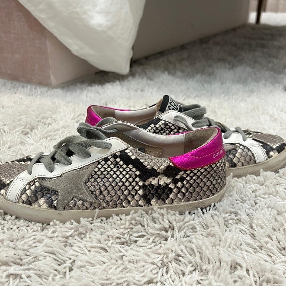 Pink and snake skin golden goose.